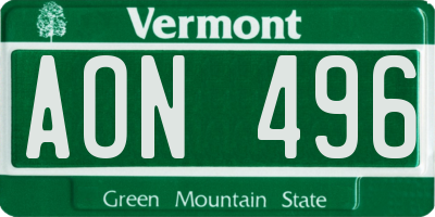 VT license plate AON496