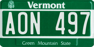 VT license plate AON497
