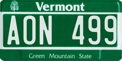 VT license plate AON499