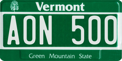 VT license plate AON500