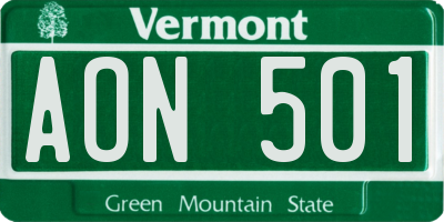 VT license plate AON501