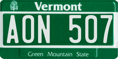 VT license plate AON507