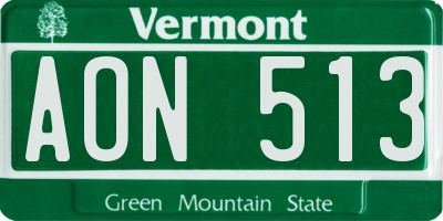 VT license plate AON513