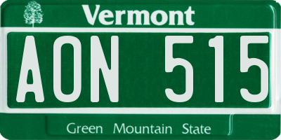 VT license plate AON515
