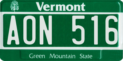 VT license plate AON516