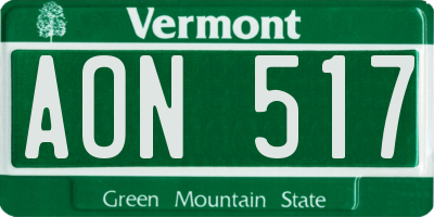 VT license plate AON517