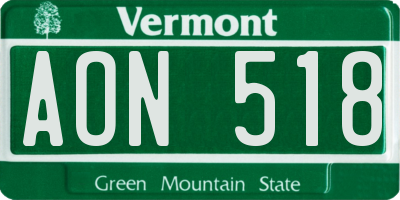 VT license plate AON518