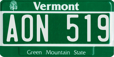VT license plate AON519