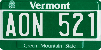 VT license plate AON521