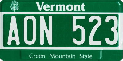 VT license plate AON523