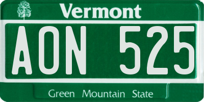 VT license plate AON525