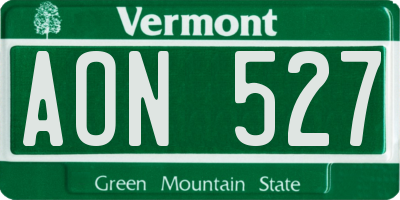 VT license plate AON527