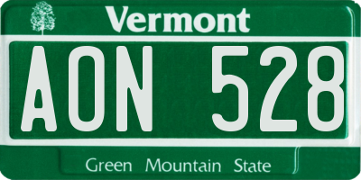 VT license plate AON528