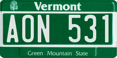 VT license plate AON531