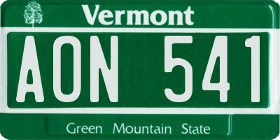 VT license plate AON541