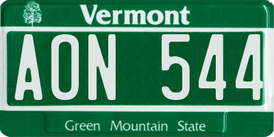 VT license plate AON544