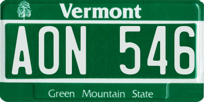 VT license plate AON546