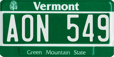 VT license plate AON549