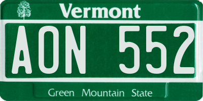 VT license plate AON552