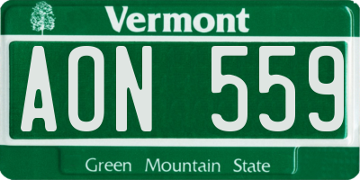 VT license plate AON559