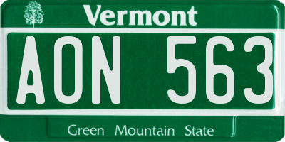 VT license plate AON563