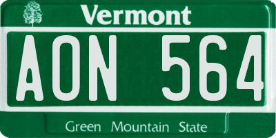 VT license plate AON564