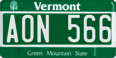 VT license plate AON566