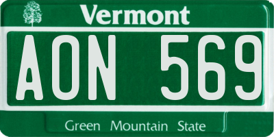 VT license plate AON569