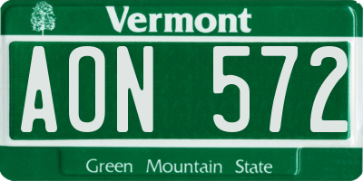 VT license plate AON572