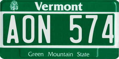 VT license plate AON574
