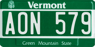 VT license plate AON579