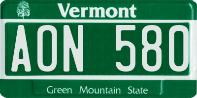 VT license plate AON580