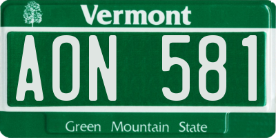 VT license plate AON581