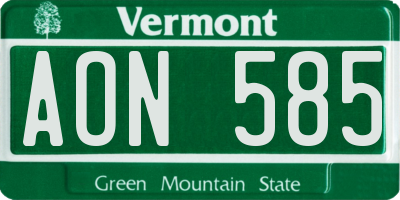 VT license plate AON585