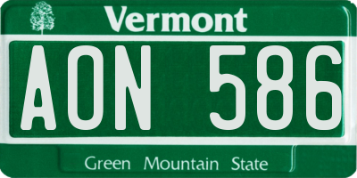 VT license plate AON586
