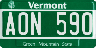 VT license plate AON590