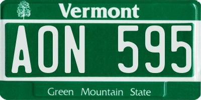VT license plate AON595