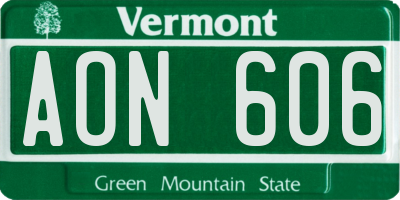 VT license plate AON606