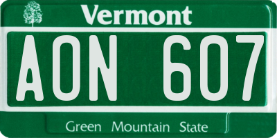 VT license plate AON607