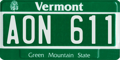 VT license plate AON611