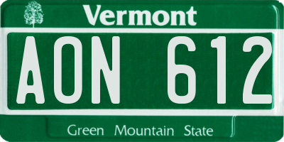 VT license plate AON612