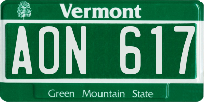 VT license plate AON617