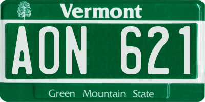 VT license plate AON621