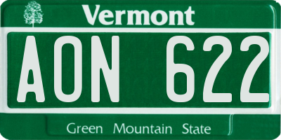 VT license plate AON622