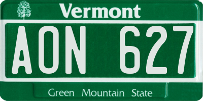 VT license plate AON627