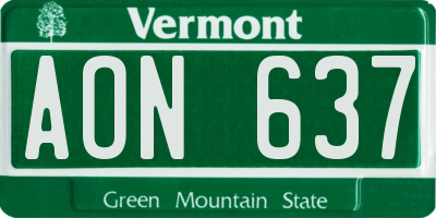 VT license plate AON637