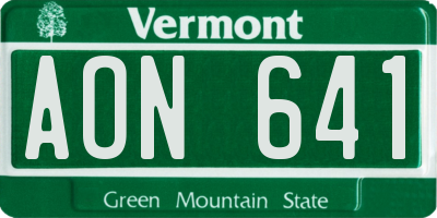 VT license plate AON641