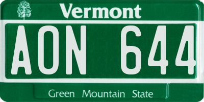 VT license plate AON644