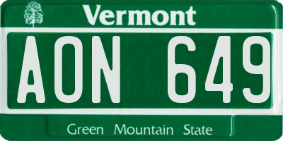 VT license plate AON649