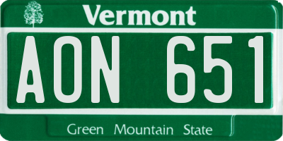 VT license plate AON651